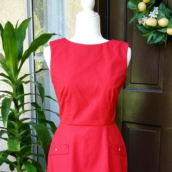Handmade Red Pencil Skirt Dress (aprx. Size 8) - Picture 3 of 4